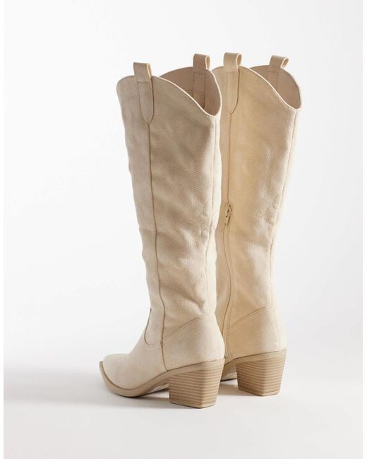SEQWL White Western Knee Boots