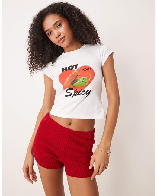 ASOS Red Baby Tee With Hot And Spicy Chilli Graphic