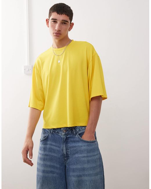 T-shirt coupe carrée en jersey airtex style sport Collusion pour homme en coloris Yellow