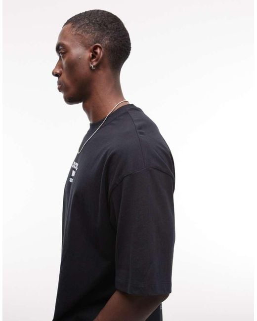 ASOS Black Oversized T-shirt With Ocean Graphic for men
