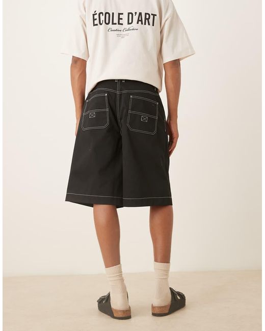 ASOS Natural Oversized baggy Pleated Shorts for men
