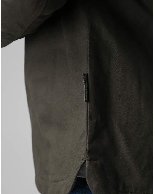 French Connection Gray Cotton Worker-Style Button Overshirt for men