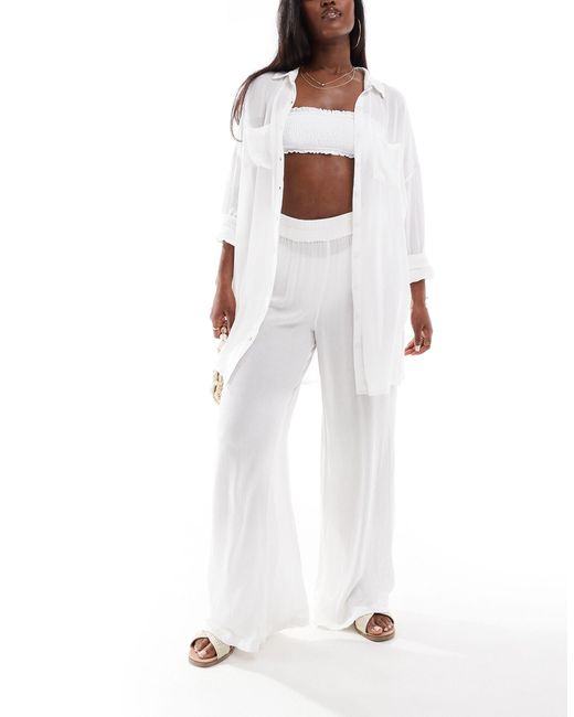 South Beach White Oversized Beach Trouser