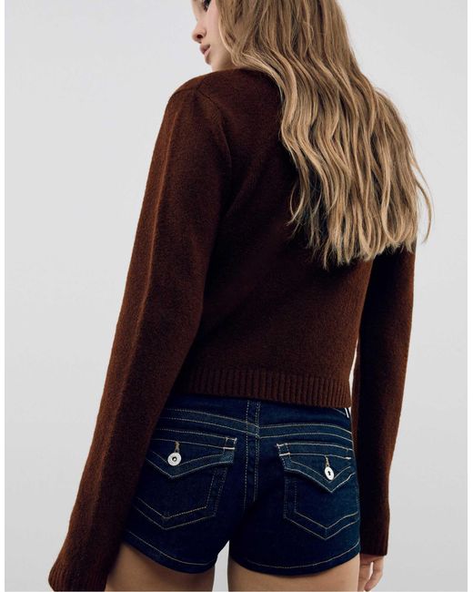 Stradivarius Blue – weicher cropped-strickpullover