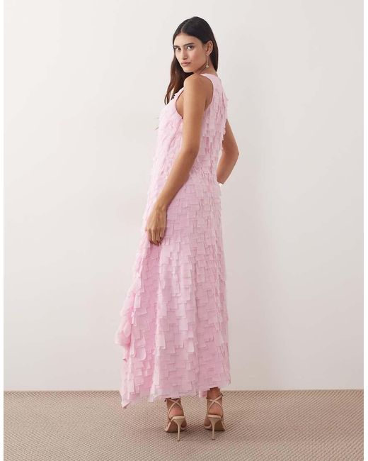 ARRANGE Pink Textured Square Cut Maxi Dress