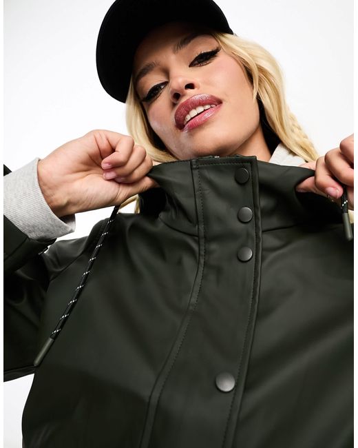 Vero Moda Black Raincoat With Borg Lining