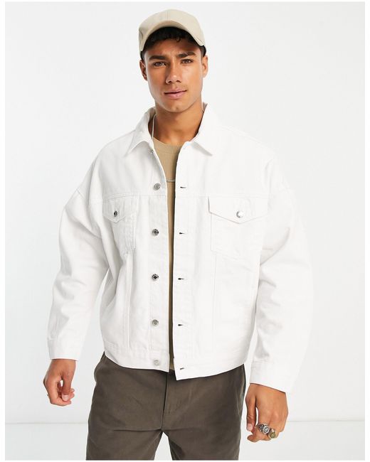 ASOS Oversized Fit Denim Jacket in White for Men Lyst UK