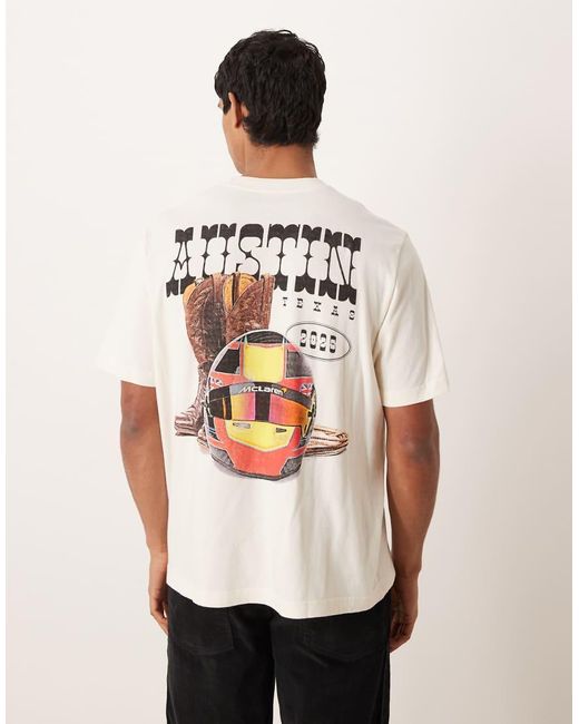 Abercrombie & Fitch Natural F1 Back Graphic T-shirt for men