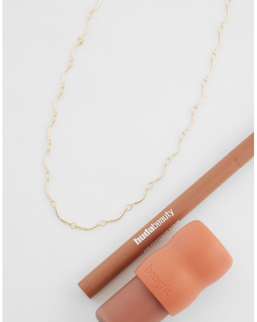 ASOS White Asos Design Curve Dainty Necklace With Wavy Chain