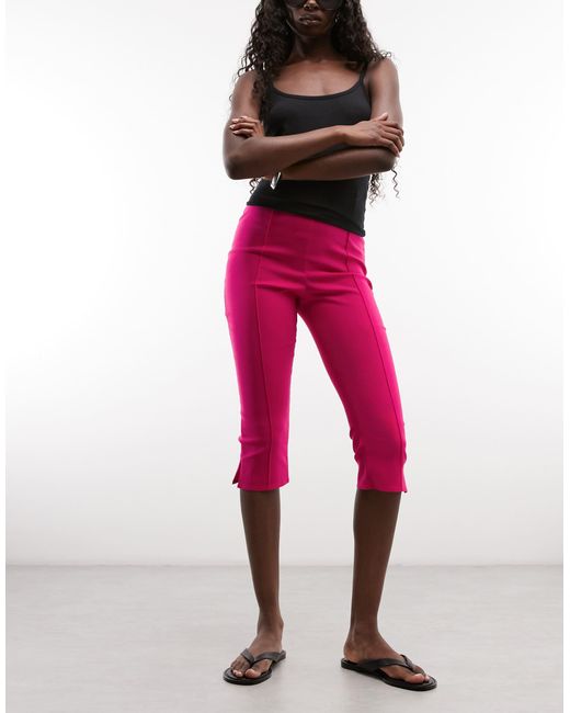 ASOS Pink Bengaline Side Slit Capri Pants