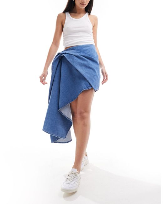 Minifalda vaquera azul medio lavado con detalle & Other Stories de color Blue