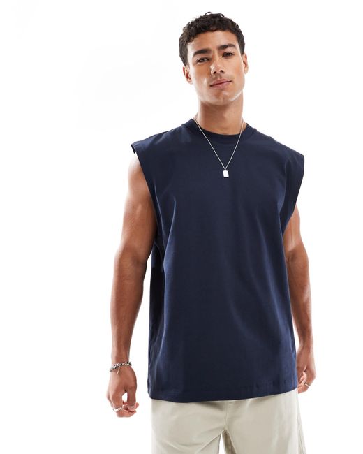 ASOS Blue Heavyweight Oversized Tank for men