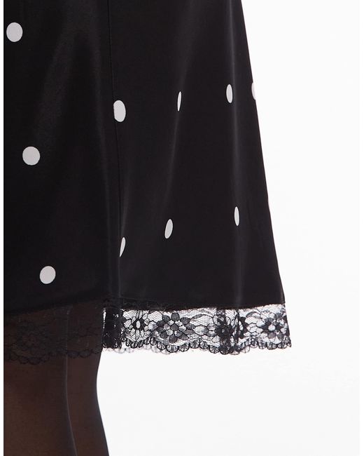 ASOS White Satin Lace Trim 90's Length Midi Skirt