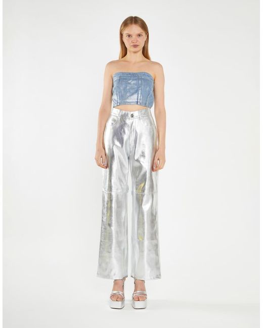 Collective The Label White Crop Pu Trousers