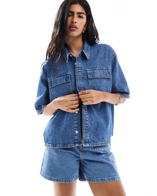 Miss Selfridge Blue Denim Boxy Shirt