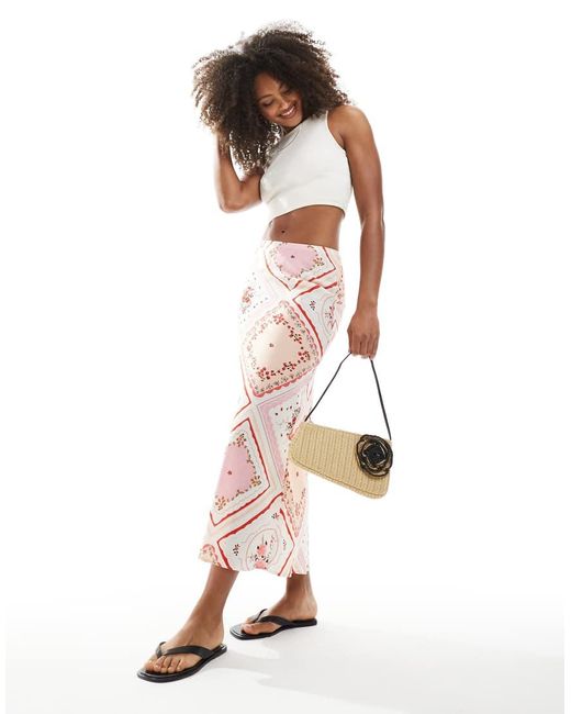 New Look Midirok Met Bloemenprint in het White