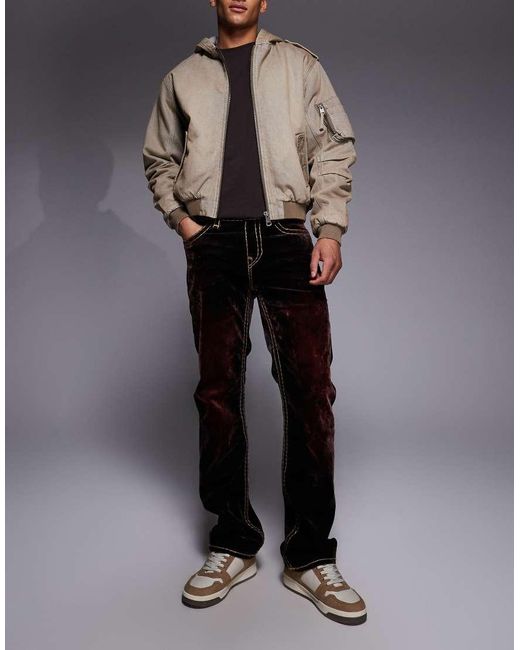 True Religion Gray Ricky Flap Pocket Straight Leg Velvet Jeans for men