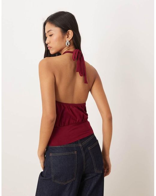 Motel Red Giunea Knot Halter Top