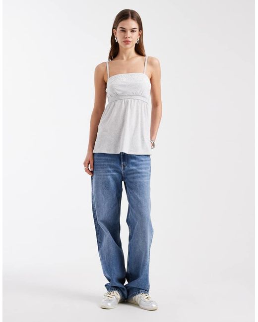 Hollister White Lace Trim Babydoll Cami