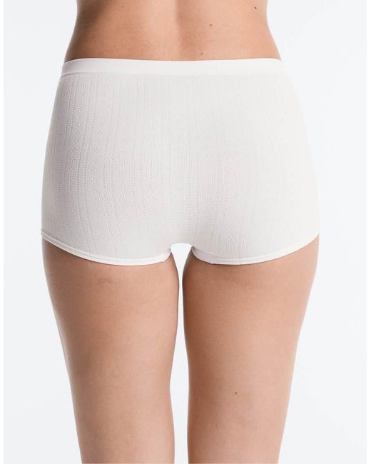 Oysho White 2 Seamless Soft-Touch Openwork Shortie Briefs