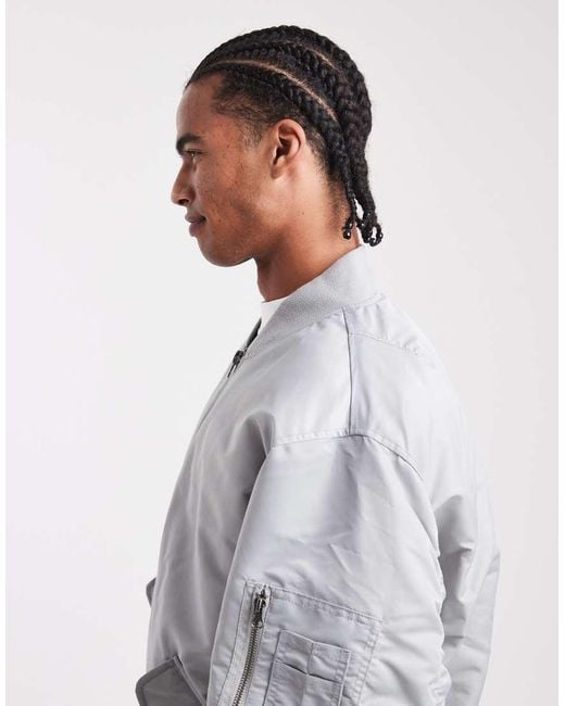 ASOS Gray Oversized Bomber Jacket for men