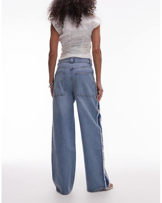 & Other Stories Blue High Waist Wide Denim Jeans With Fray Detail