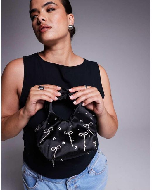 Borsa A Mano Nera Con Fiocchi di River Island in Gray