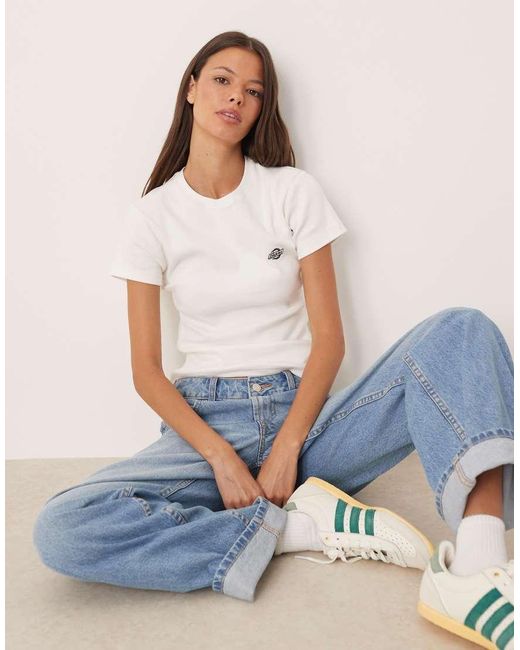 Dickies White Gladeville Long Line Ribbed Baby Tee