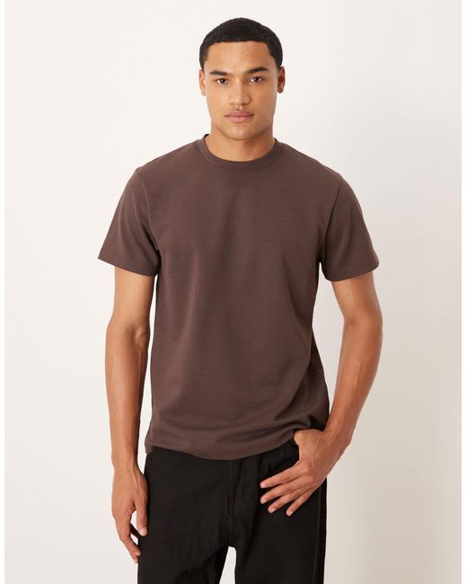 ASOS Brown Breathemaxtm Heavyweight Crew Neck T-shirt for men