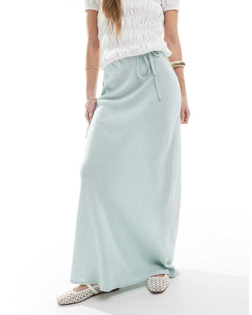 ASOS White Linen Blend Bias Maxi Skirt