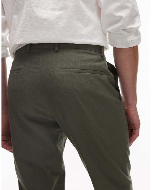 Topman Pantalon Van Linnenmix Met Rechte Pasvorm in het White voor heren