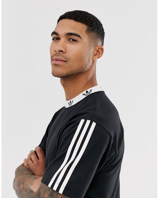 Neck adidas Print Black | Lyst T-shirt Men for Trefoil With Originals In
