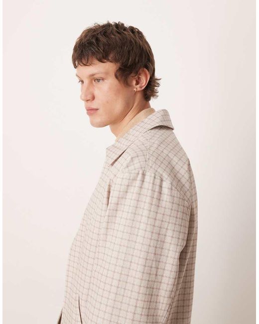 ASOS Natural Checked Cotton Jacket for men