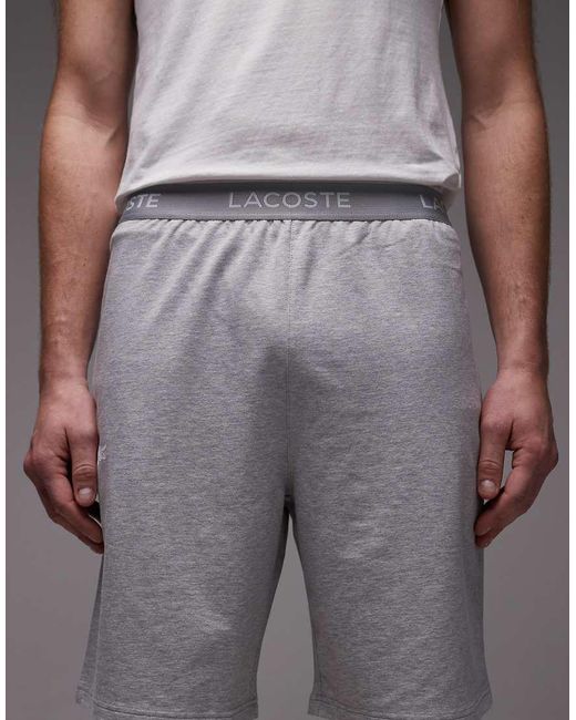 Lacoste Gray Logo Waistband Jersey Shorts for men