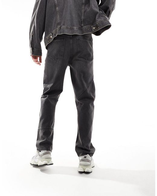 ASOS – dad-jeans mit bahnendetail in Black für Herren