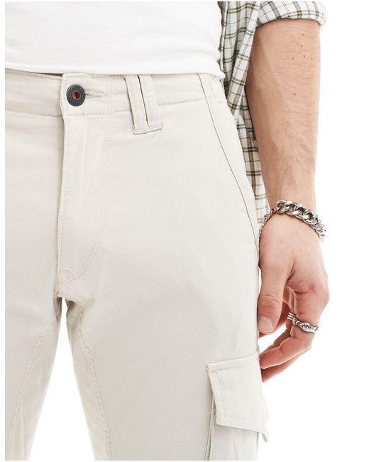 Jack & Jones White Slim Fit Cargo Pants for men