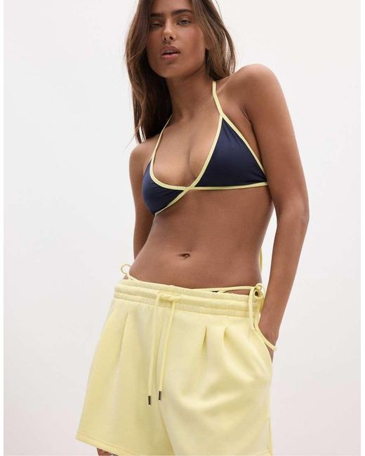 Stradivarius Natural Soft-touch Shorts With Darts