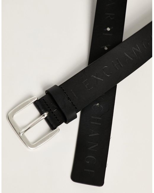 Armani Exchange Black Repeat Logo Belt for men