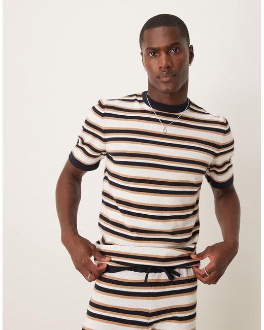 ASOS Black Stripe Knitted T-Shirt Co-Ord for men