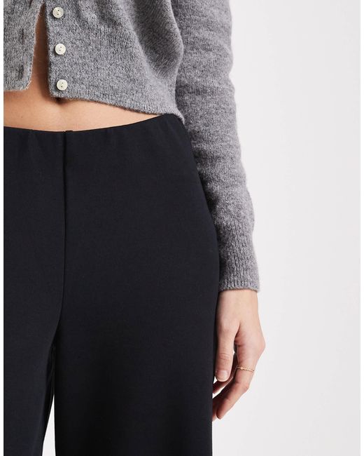 ASOS Black Basic Wide Leg Interlock Jersey Trouser