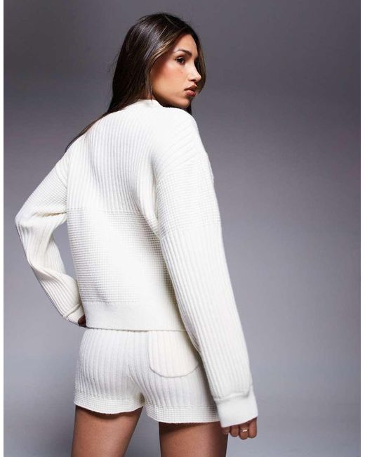 The Couture Club Gray Oversized Mixed Knitted Jumper