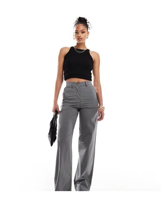 Don't Think Twice Gray Dtt Tall High Waisted Pinstripe Pants