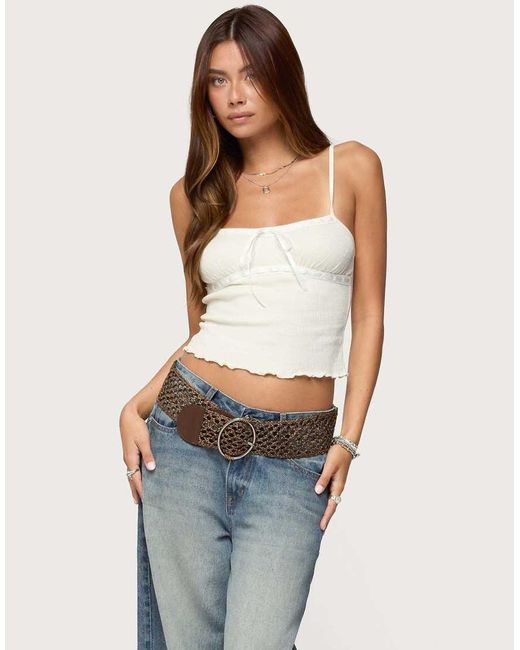 Edikted Blue Misty Lacey Textured Tank Top