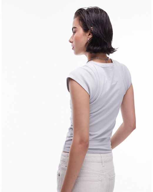 TOPSHOP White – hochwertiges, geripptes basic-t-shirt