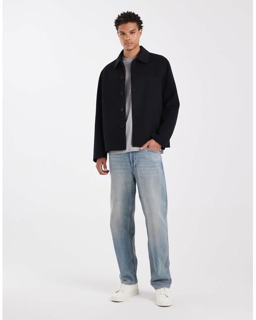 ARKET Black Double Layer Wool Shacket for men