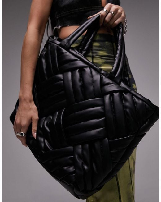 TOPSHOP Tolly Premium Oversized Tote Bag in Black Lyst UK