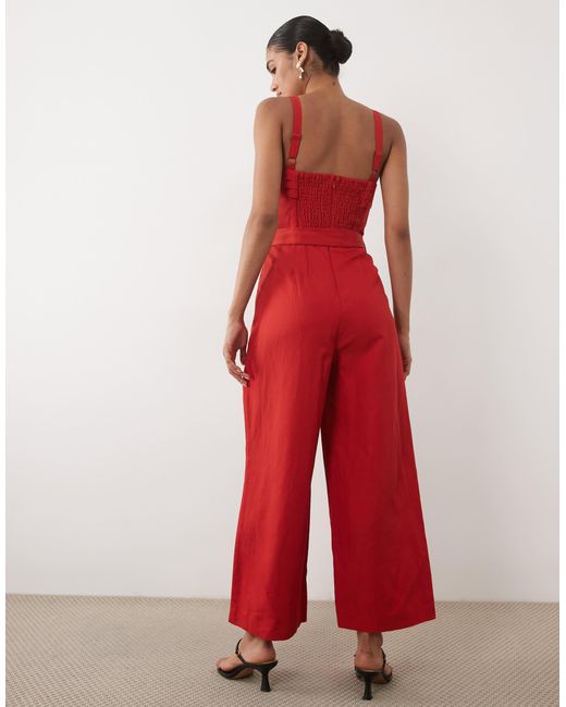Mango Red Belted Jumpsuit