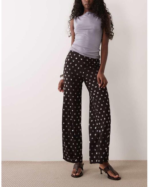 Mango Brown Fiesta Embellished Straight Pants