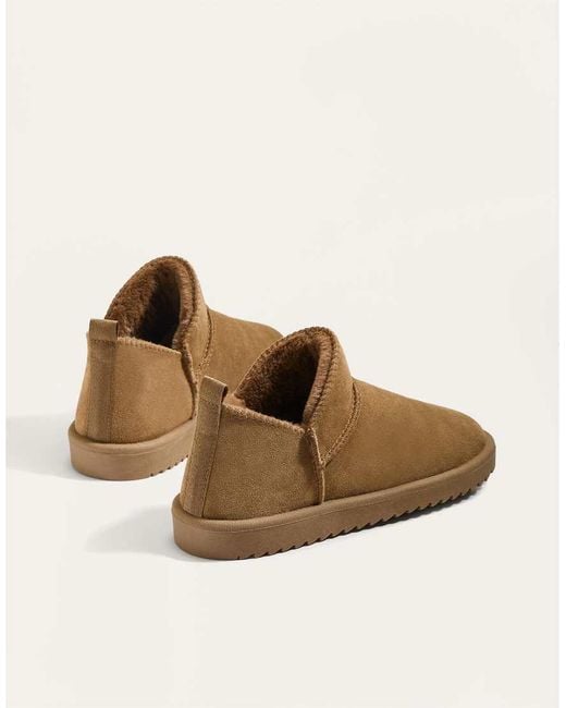 Oysho Brown Leather Ankle Boots