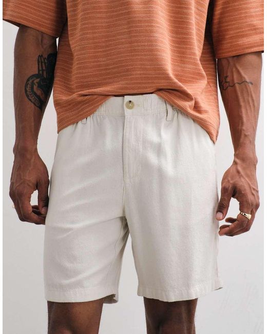 ASOS Natural Slim Linen Blend Shorts for men